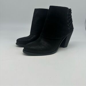 Jessica Simpson Black Leather Heeled Booties (brand new)